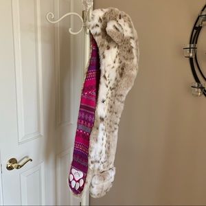 SpiritHoods Faux Fur Animal Hat with Pink Accents